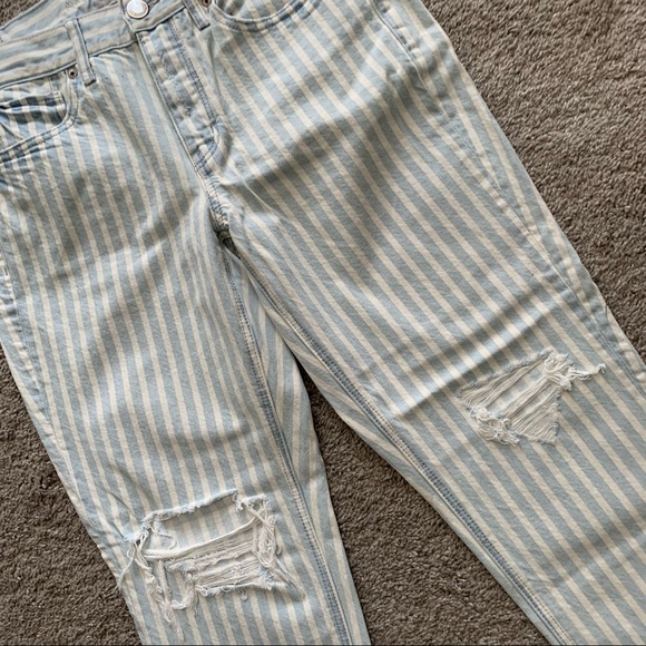 American Eagle Striped High Rise Distressed Tomgirl Jeans - Picture 3 of 10